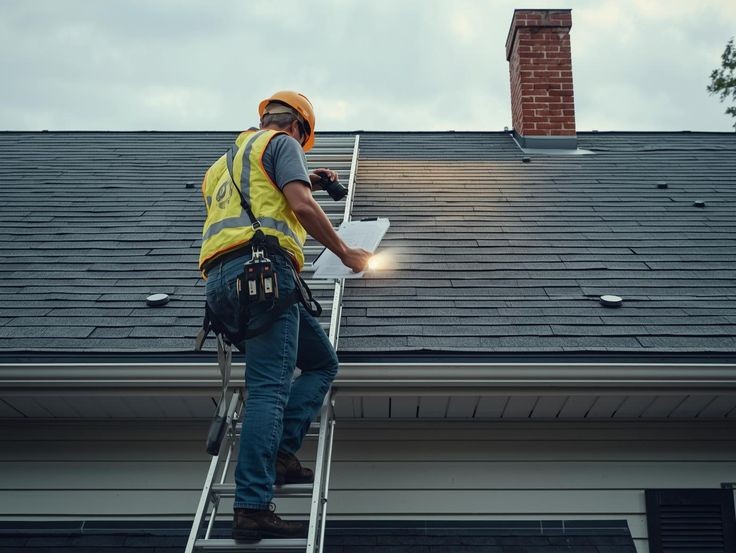 Roofing professional performing