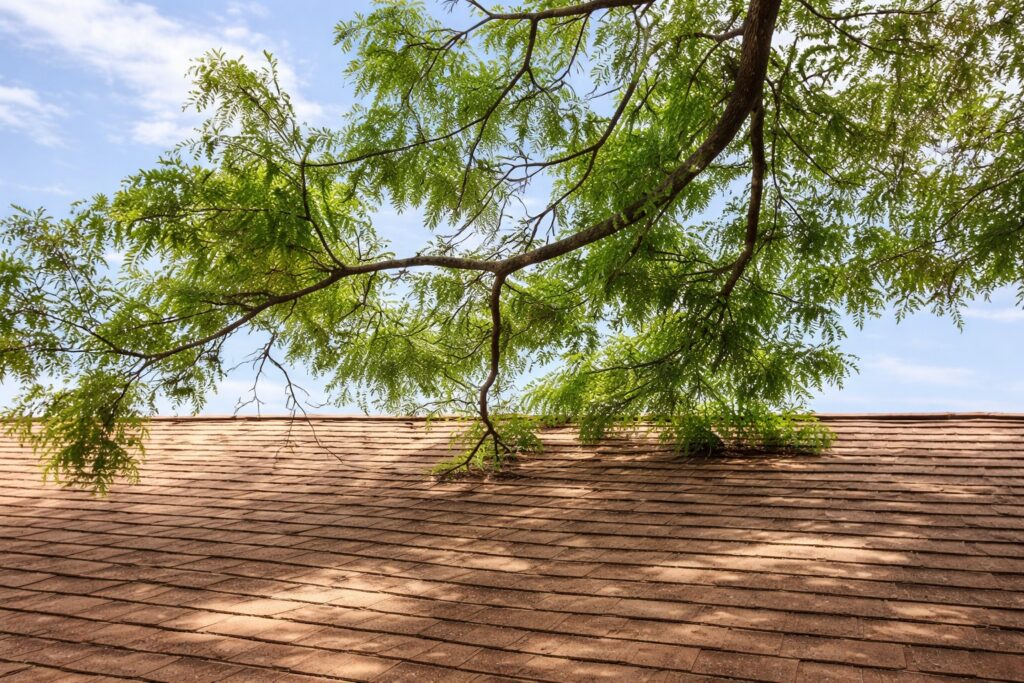 trimming overhanging branches on roof